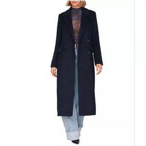 Avec Les Filles Navy Tailored Double Breasted Coat Size Small Like New